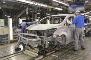 A line at Nissan Motor Kyushu’s plant